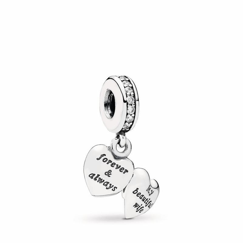 Pandora My Beautiful Wife Dangle Charm Ireland - Sterling Silver/Cubic Zirconia - 674920NRL